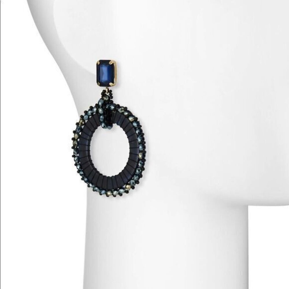 STELLA & RUBY Beaded Hoop Earring NWT Royal Blue